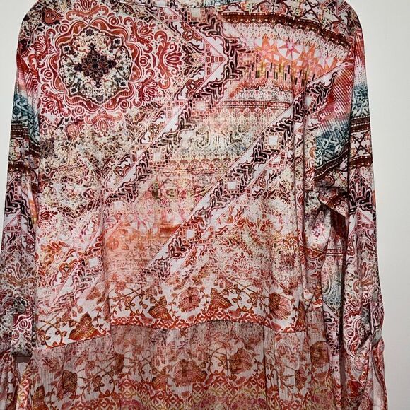 Croft & Barrow Women's Multicolor Split Neck Roll Up Sleeve Blouse Size XXL - Picture 6 of 10